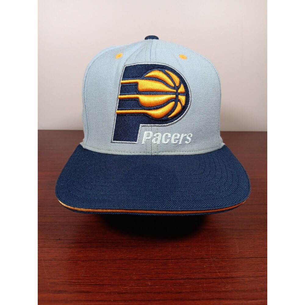 Mitchell & Ness Indiana Pacers Snap Back Hat Gray Navy NBA